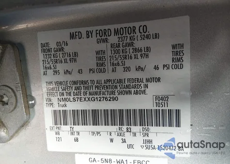 2016 Ford Transit Connect Xl z USA, uszkodzony, nr VIN NM0LS7EXXG1276290